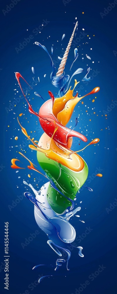 Poster dynamic color splash action creative studio digital art vibrant environment close-up view artistic c