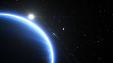 Obraz premium Planet sunrise, space, cosmic, celestial.