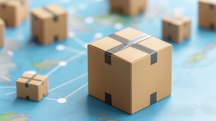 Fototapeta premium Isometric of Global Shipping Network Concept