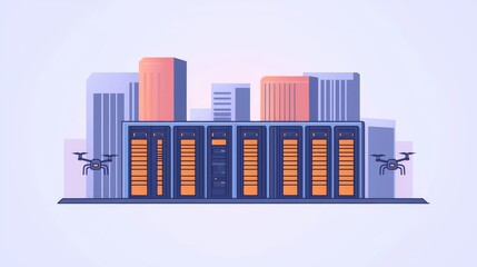 Fototapeta premium Sleek Urban Isometric of Modern Distribution Facility