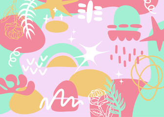 Fototapeta premium Hand drawn earth tone cute color pattern background illustration vector abstract shape layout matisse style textile print art editable