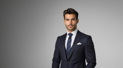 Young beautiful businessman. Elegant handsome model. Fashion Man portrait. Man in suit, attractive businessman, business style. Portrait of a guy in an expensive business suit.