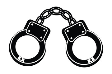 3d handcuff silhouette icon vector art illustration