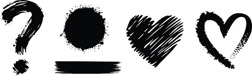 Set of grunge and heart, vector illustration.