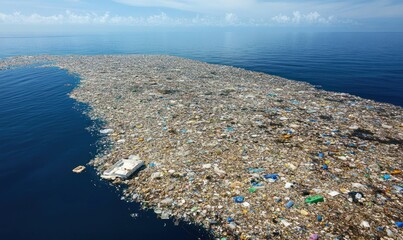 Ocean Plastic Pollution Aerial View