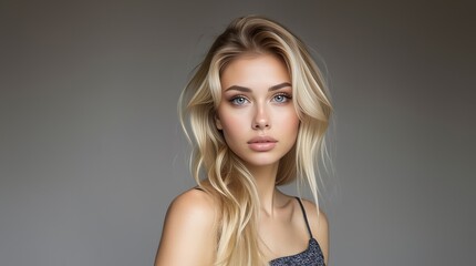Naklejka premium Beautiful blonde woman. Beauty, skincare, and cosmetics advertisements.