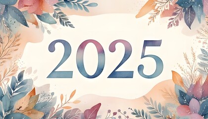 Happy New Year 2025 Celebration Greeting Card Design with Watercolor style