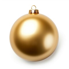 Gold Bauble, Isolated on white background, flat lay 