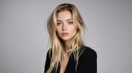 Fototapeta premium Portrait of a sexy model with and natural makeup. Perfect beauty girl face. Natural beauty. Beautiful young woman with clean fresh skin. Face care, Facial treatment, cosmetology, beauty and spa.