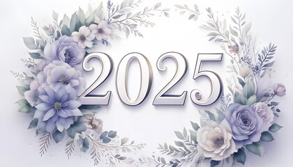 Happy New Year 2025 Celebration Greeting Card Design with Watercolor style