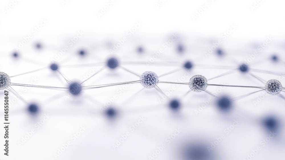 Poster abstract network visualization with interconnected nodes, symbolizing data, technology, and communic