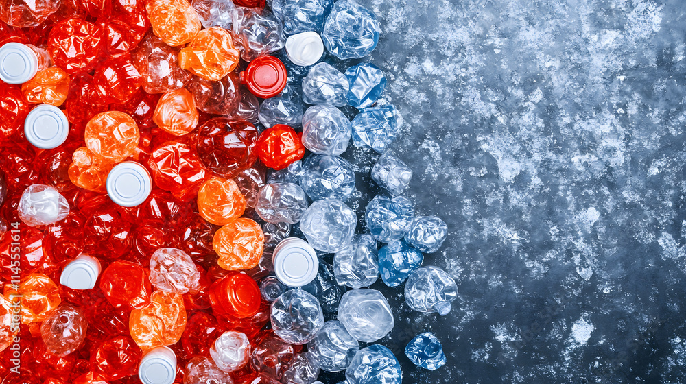 Poster the image features a vibrant assortment of colorful plastic balls and shimmering ice crystals, creat