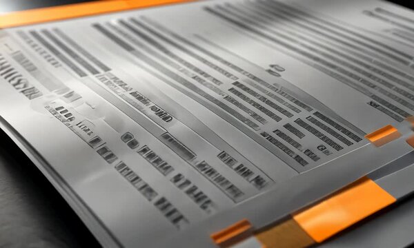 Abstract angle of documents on textured surface with copper tabs