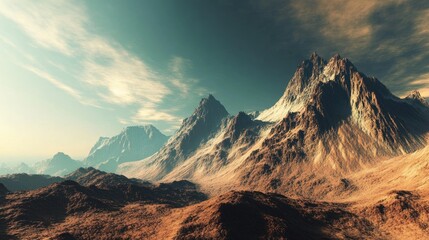 Majestic Mountain Range at Sunset: A Breathtaking Panorama