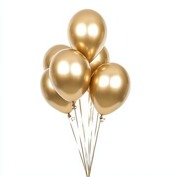 gold balloons on white background. gold ballons. Ballons