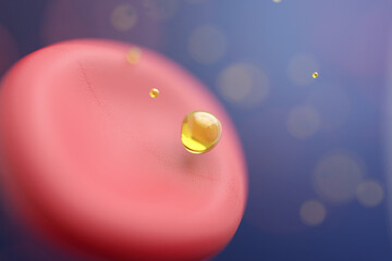 Cholesterol or fatty acid in blood vessels, health risks or energy concept.