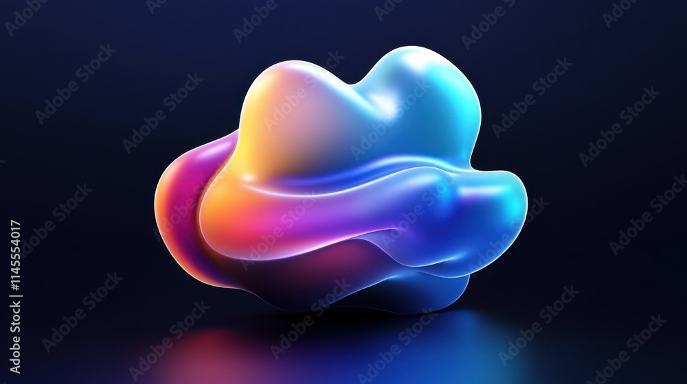 Aufkleber translucent iridescent 3d cloud icon gradient symbolizing weather and cloud computing for digital de
