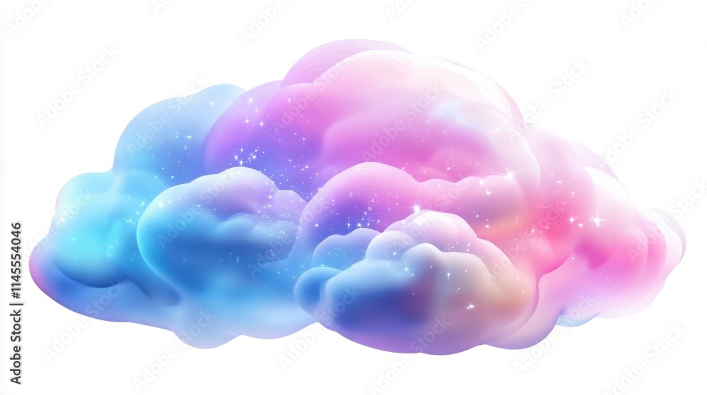 Aufkleber futuristic iridescent 3d cloud icon in gradient hues for weather and cloud computing concept in digi