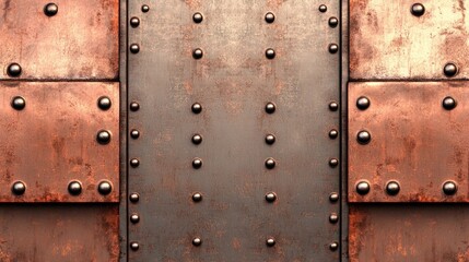Fototapeta premium Rusty metal plates riveted together.