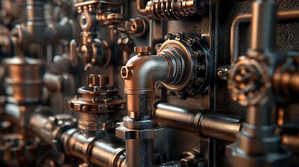 Fototapeta premium Close Up Shot of Precision Plumbing Fixtures in High Definition Clarity