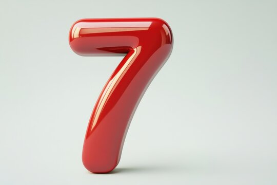 a bold red number 7 in 3D	