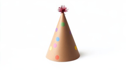 brown birthday hat on white background. birthday hat