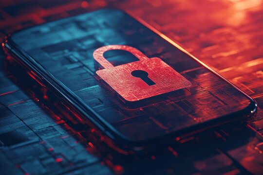 Enhancing digital safety with a padlock on a smartphone modern technology environment digital illustration futuristic perspective conceptual security awareness