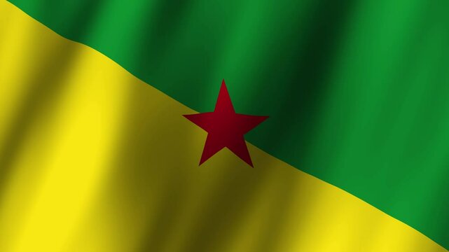 French Guiana Flag footage video waving in wind, Flag of French Guiana waving animation
