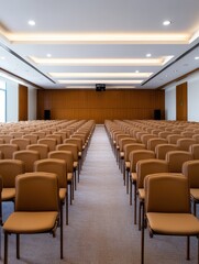 Conference setup with empty chairs in modern meeting room business event interior design professional environment