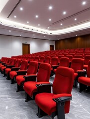 Fototapeta premium Conference event seating arrangement modern auditorium interior design contemporary style wide angle professional environment