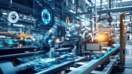 High-Tech Textile Factory with Advanced Digital Interfaces