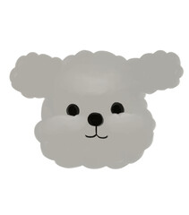 Cute puppy face illustration with oil pastel texture
