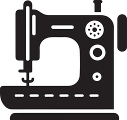 Vintage Sewing Machine Silhouette Vector Illustration