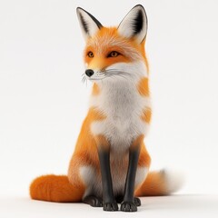 Obraz premium 3D Fox Isolated and White Background