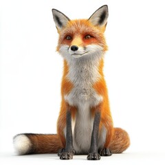Obraz premium 3D Fox Isolated and White Background