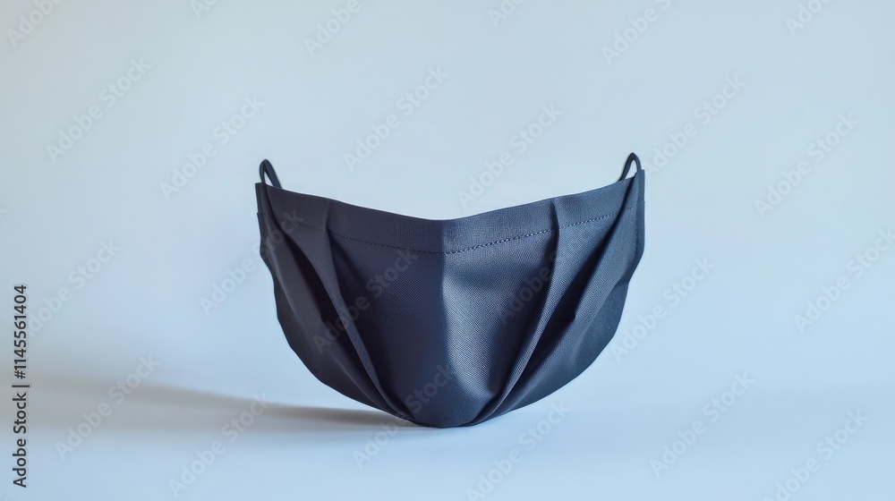 Aufkleber black fabric face mask hanging on a pale background showcasing its unique texture and structure in a