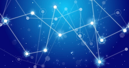 Image of snowflakes and connections on blue background