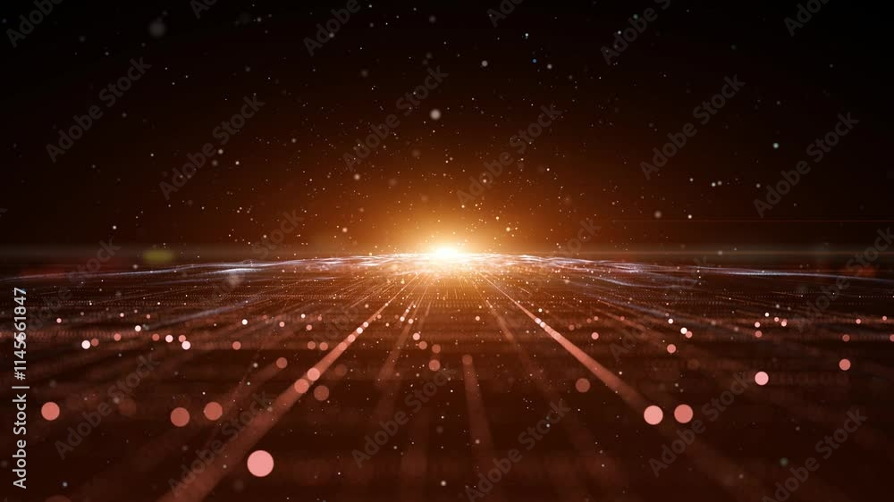 Poster red cyberspace road loop animation background.