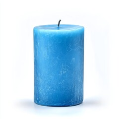 blue candle on white background. Candle