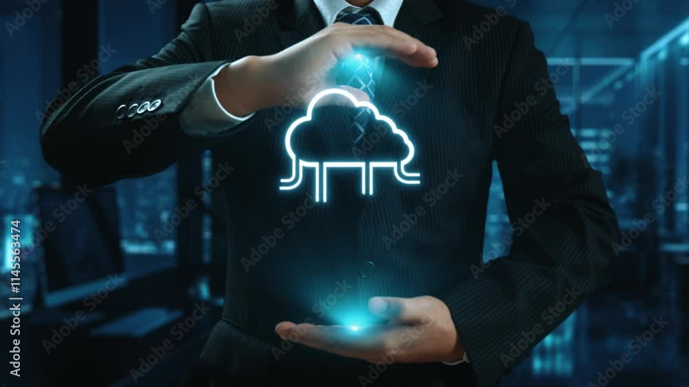 Aufkleber business person discover the future of cloud computing with latest insights and elevate business by 