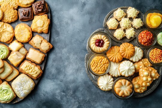 Assorted Delicious Cookies And Pastries On Display