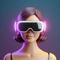Fototapeta premium Futuristic woman wearing augmented reality glasses with vibrant lighting