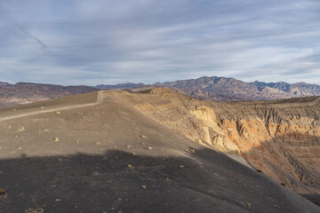 Ubehebe Craters / maar and tuff ring, volcanic. Death Valley National Park, California. Mojave Desert / Basin and Range Province.