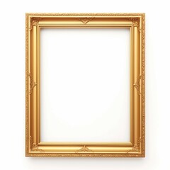 Gold Picture Frame, Isolated on white background, flat lay
