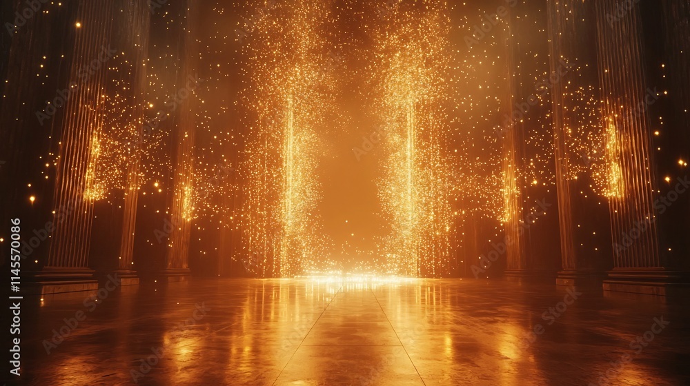 Aufkleber elegant new year featuring golden sparklers soft glowing lights and a central blank area for custom 