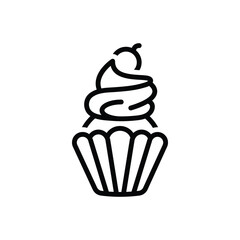 Black line icon for cupcake