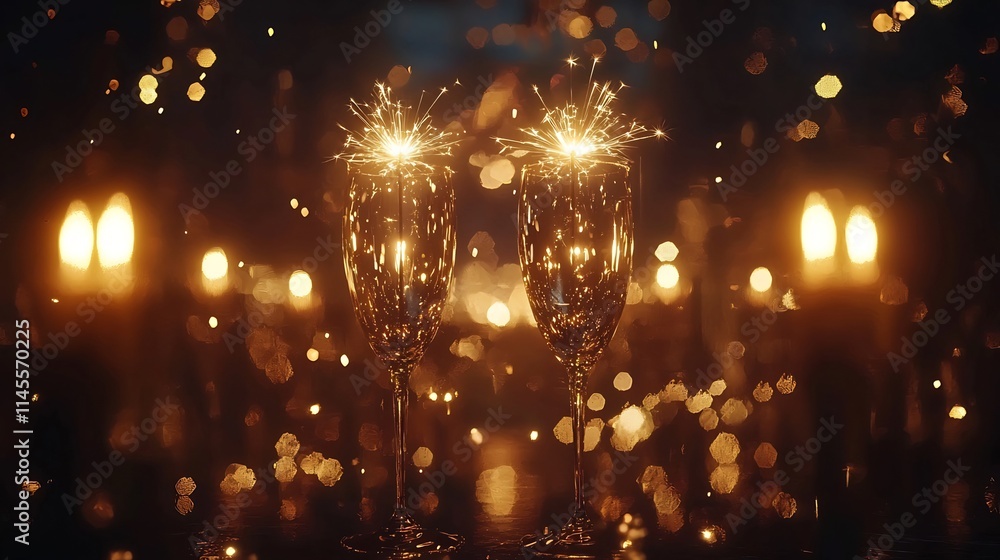 Aufkleber elegant new year s eve featuring a mesmerizing display of golden sparklers soft glowing lights and a