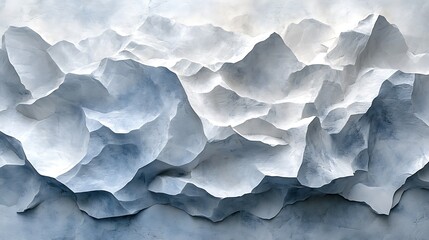Obraz premium Abstract textured mountain range in shades of white and blue.
