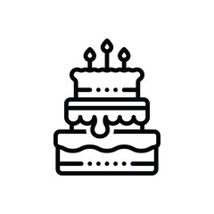 Black line icon for cake