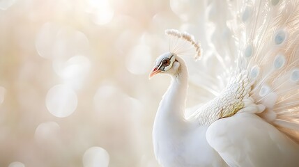 Obraz premium Majestic White Peacock Displays Its Exquisite Plumage